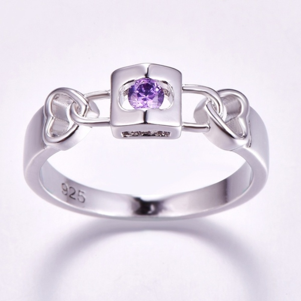 UNIQUE INTERLOCKING AMETHYST SILVER925 DESIGN RING - Picture 3 of 8